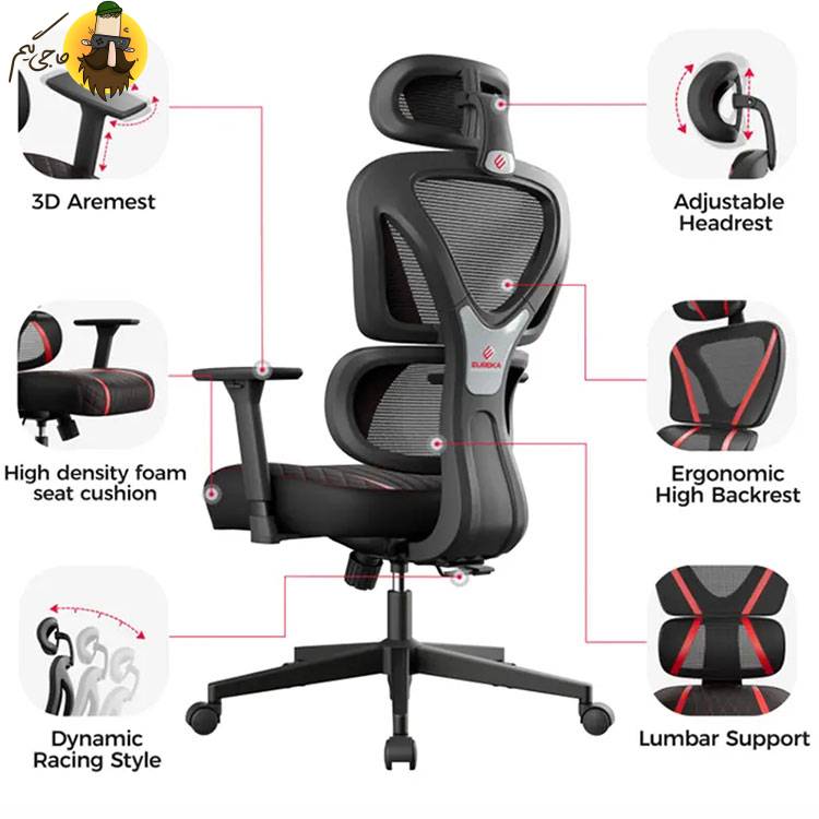 Eureka-Norn-Series-Red-Ergonomic-Gaming-Chair-5